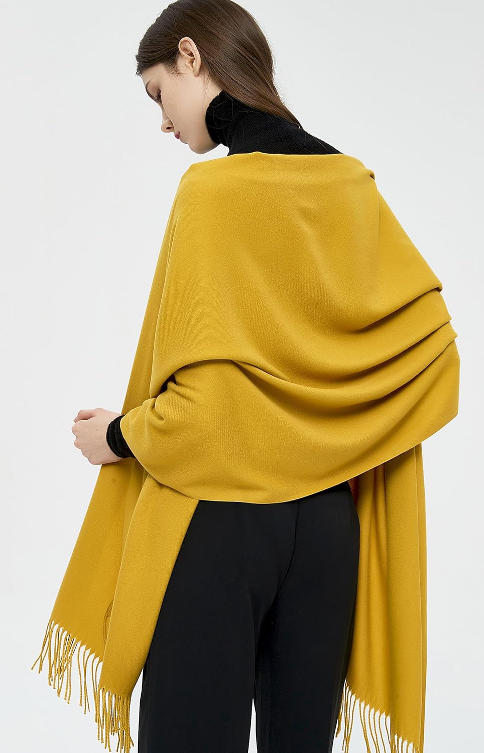 Pashmina Schals und Wraps Schals für Damen Hochzeit Party Winter Warme Lange Solid Color Senf, Senf
