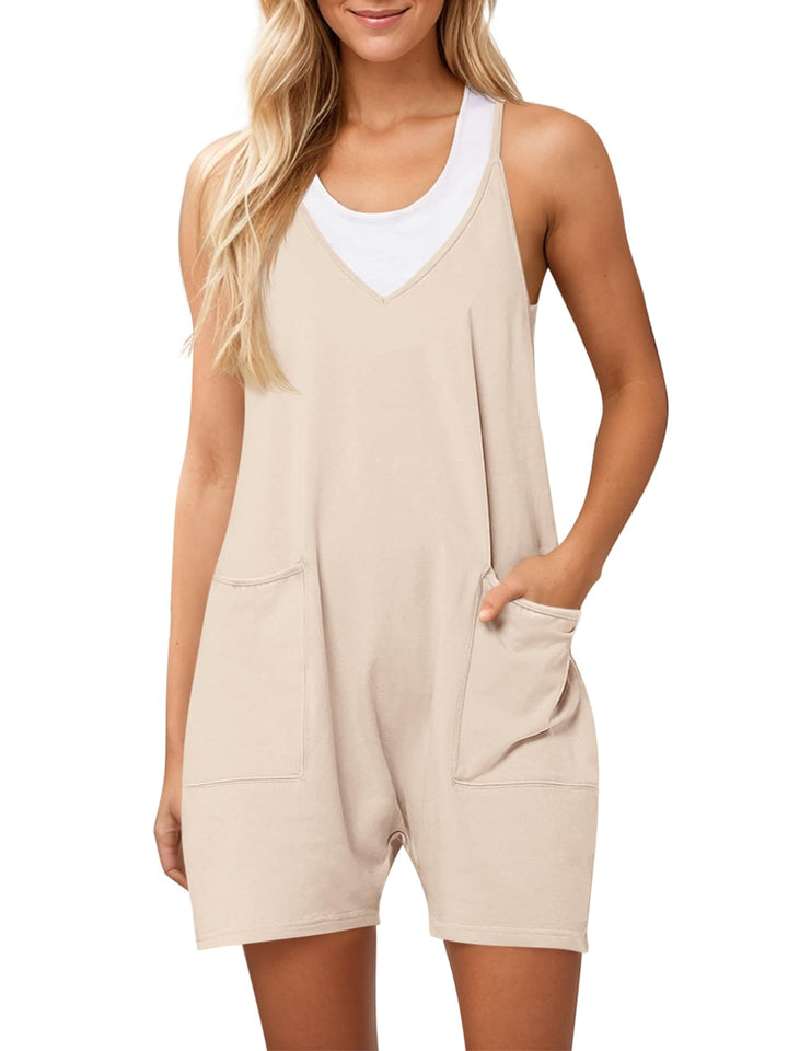 Ebifin Damen Latzhose Kurz Arbeitshose Sommer Lose Overall Jumpsuit Ärmelloser Latzhosen mit Grosse