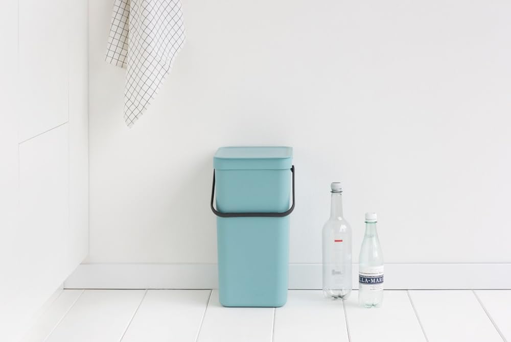 Brabantia Sort & Go Einbaubehälter, Plastik, Minzgrün, 16L Mint 16 Liter Mülleimer, Mint 16 Liter Mü