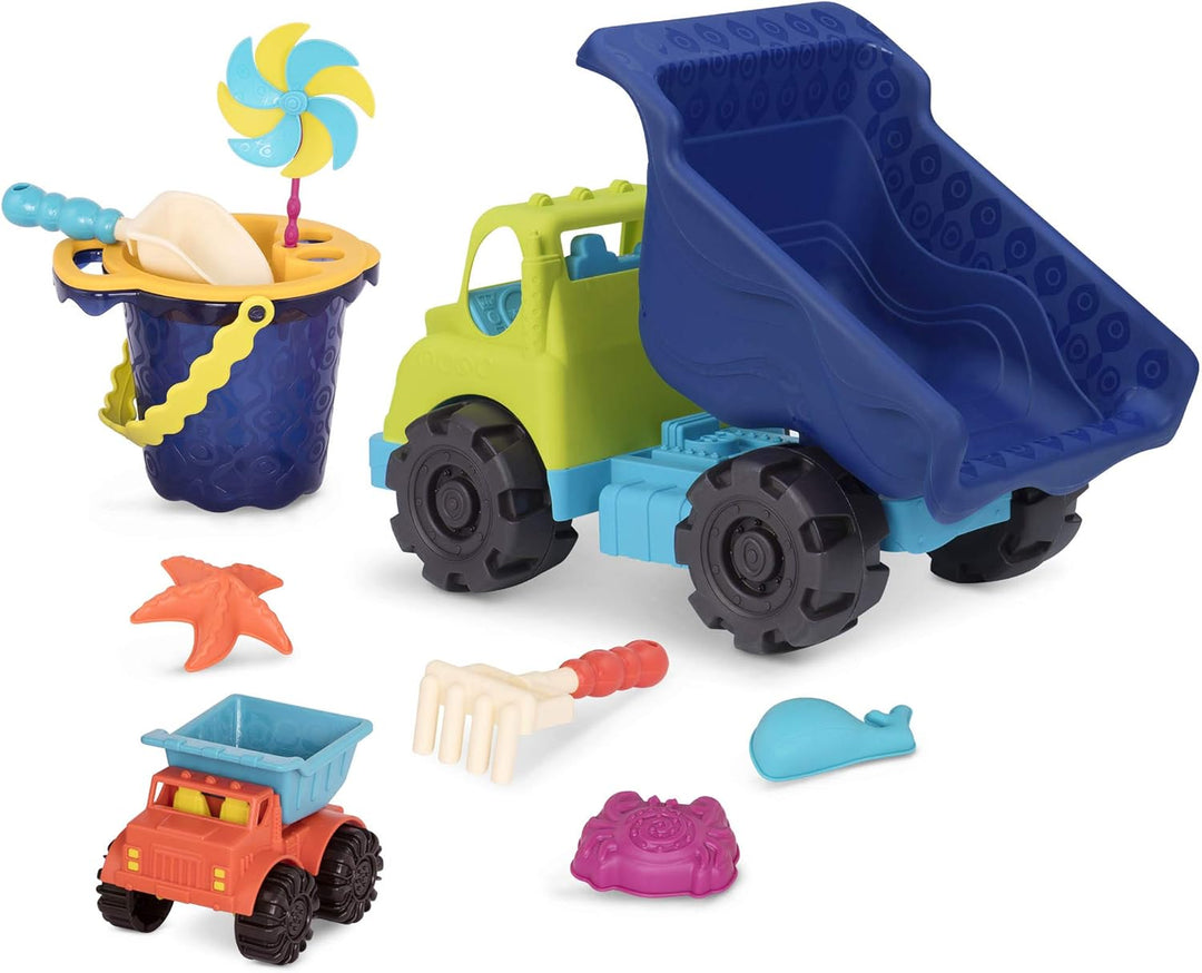 B. toys Sandspielzeug 10 Teile Grosser Kipplaster mit Eimer – Sandkasten Spielzeug, Strand, Spielpla