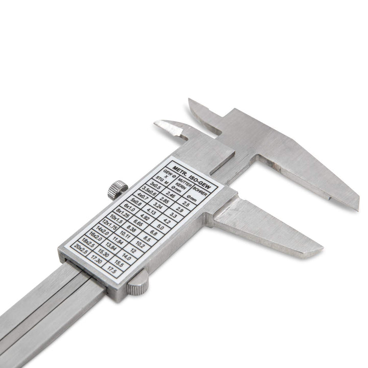 WIKISTORE TASCHEN MESSSCHIEBER MONOBLOCK 150 mm, Ventesimal-Bremssattel mit 40-mm-Backen, Schraubver