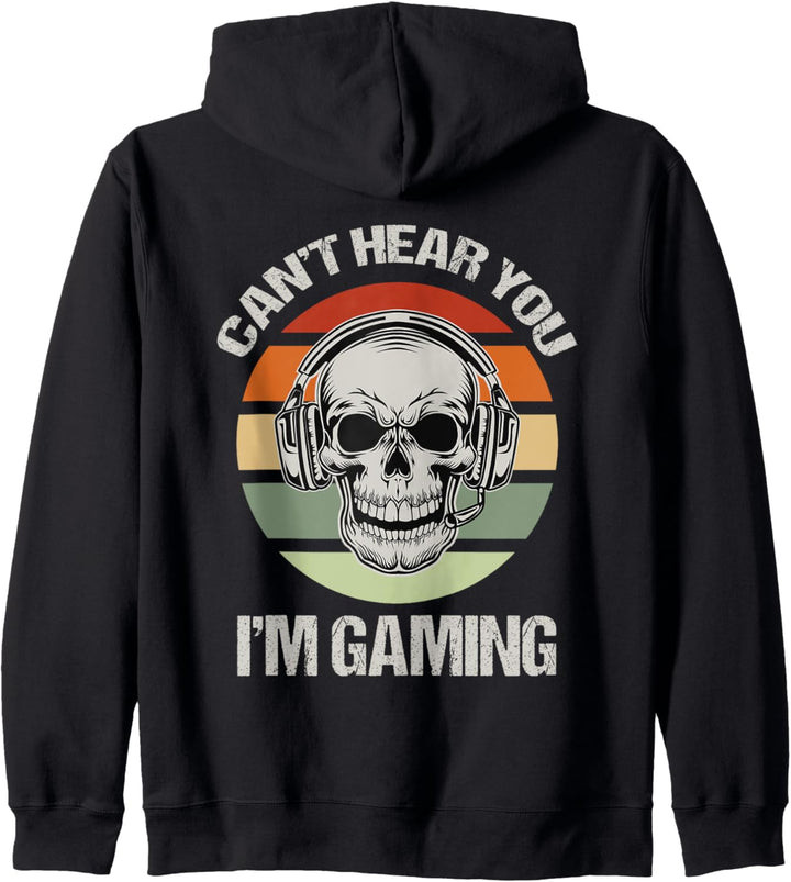 Can't Hear You I'm Gaming Headset Skull Funny Video Game Kapuzenjacke
