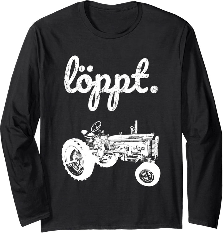 Alter Trecker Landwirt Löppt Oldtimer Traktor Bauer Geschenk Langarmshirt
