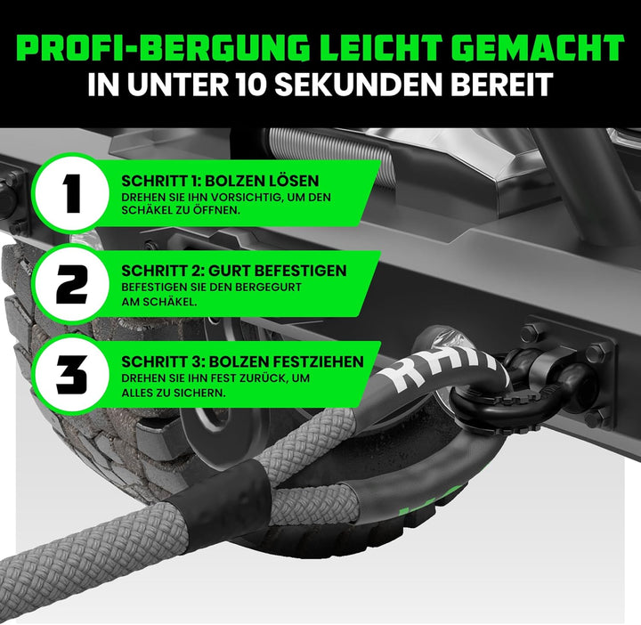 Rhino USA D-Ring Schäkel (2 Stück) 18.983kg Bruchfestigkeit – Schwerlast 1,9 cm Augbolzen Schäkeln m
