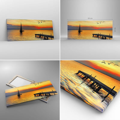 Wandbilder Dekoration Wohnzimmer Strand landschaft wasser brücke Panorama Bilder auf Leinwand 120x50