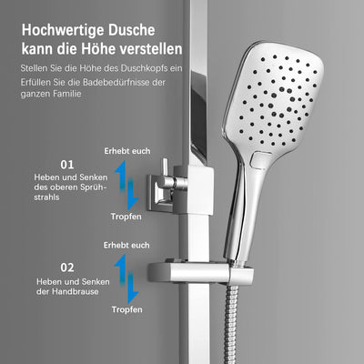 KOMIRO Duschsystem ohne Armatur, Regendusche Ohne Armatur,Duschset mit Duschkopf 30x30cm, Handbrause