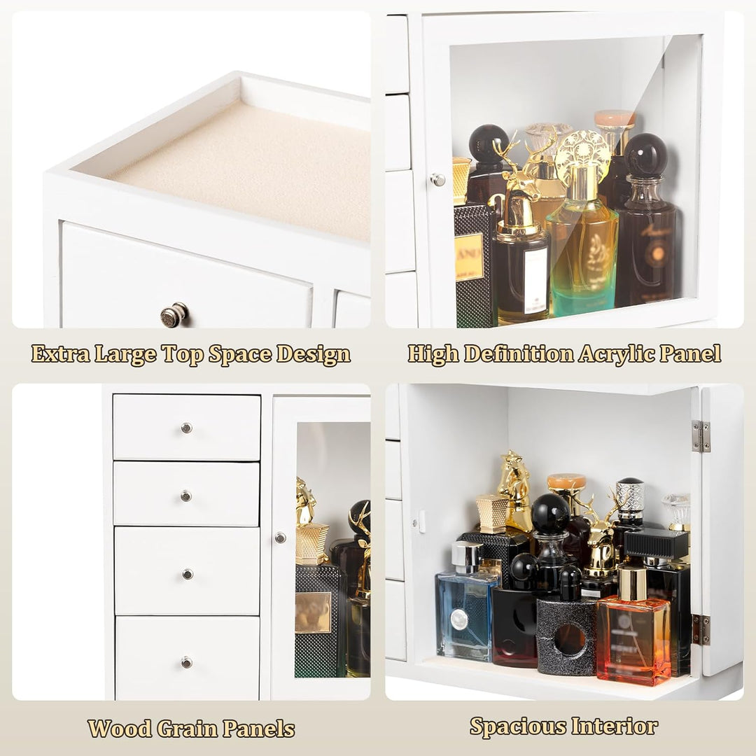 Parfüm Organizer, Holz Herren Parfüm Ständer mit Schublade, Parfüm Regal mit Transparent Sichtbarer