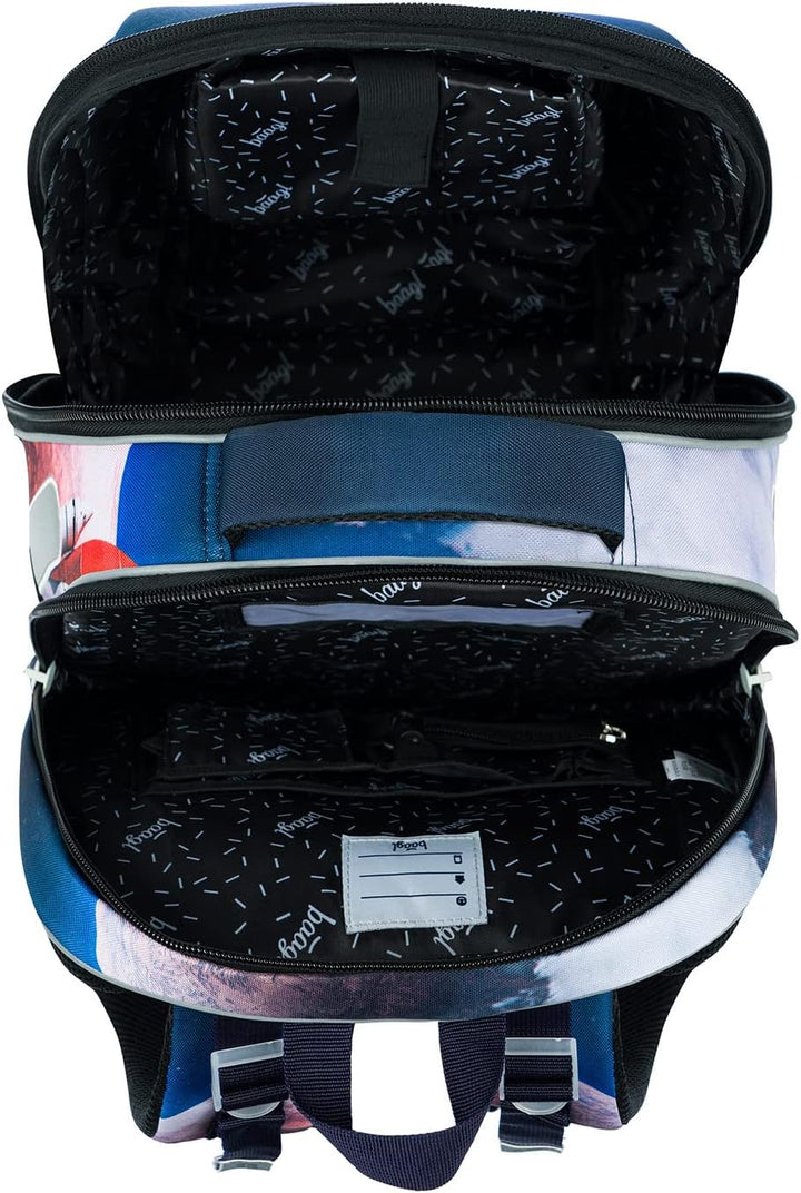 Baagl Schulranzen Jungen Set 3 Teilig, Shelly Hartschalen Schultasche ab 1. Klasse, Ergonomische Gru