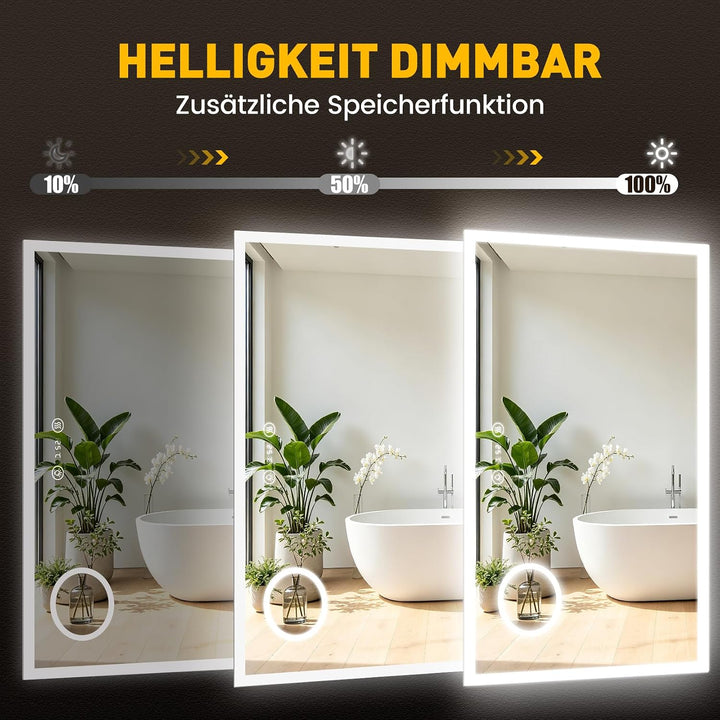 Dripex LED Badspiegel 100x60cm, Badezimmerspiegel mit Uhr und schminkspiegel 60L x 100B cm mit Uhr,