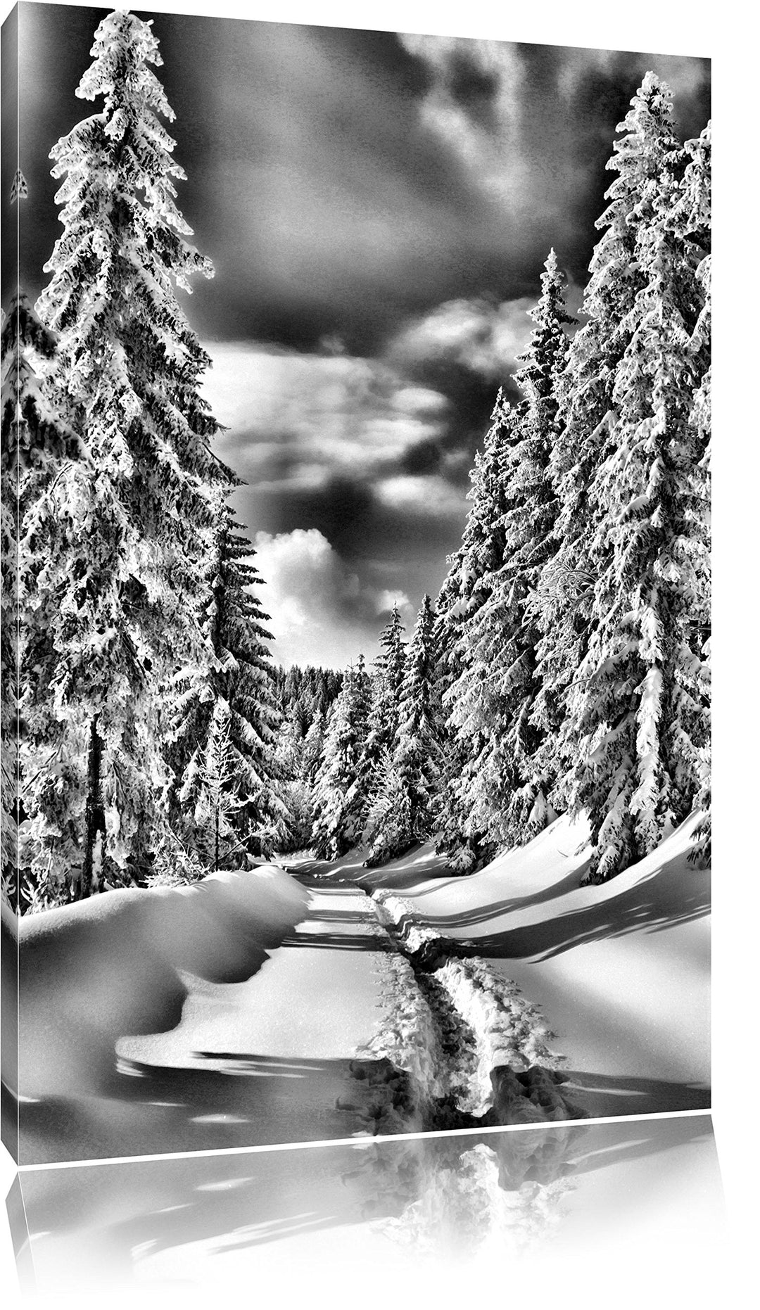 Pixxprint Winterlandschaft Bäume / 100x70cm Leinwandbild bespannt auf Holzrahmen/Wandbild Kunstdruck