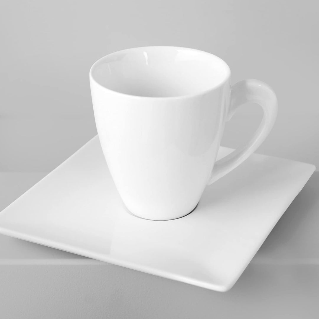 AMBITION Kaffeeservice Porto 12 Teilig Geschirrset Porzellan Kaffee Set 6 Personen Eckig Tasse Unter