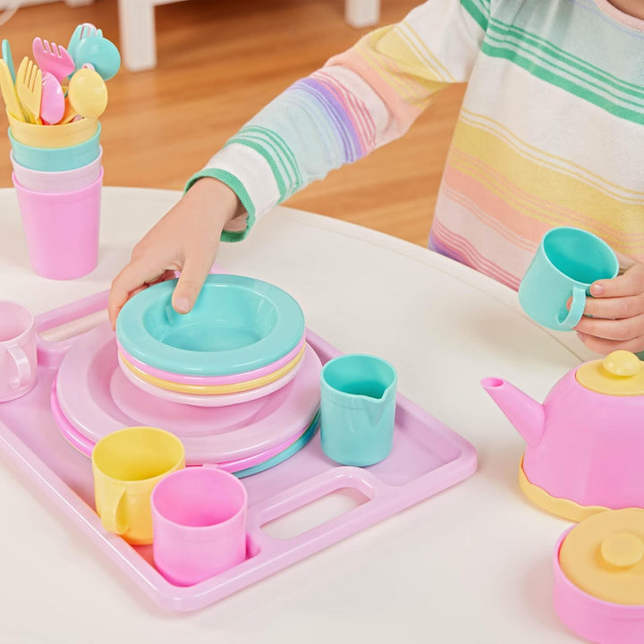 Play Circle Kinderküche Zubehör Geschirr Set und Teekanne – Kinder Kochgeschirr für Spielküche – Spi