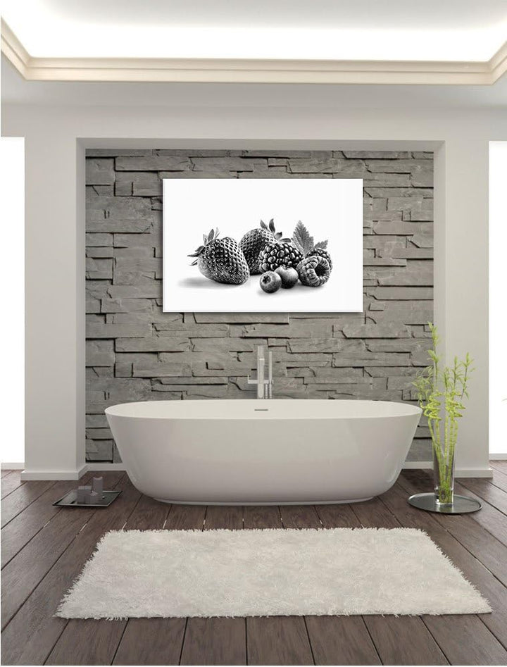 Monocrome, Frisches Obst, Format: 100x70 auf Leinwand, XXL riesige Bilder fertig gerahmt mit Keilrah