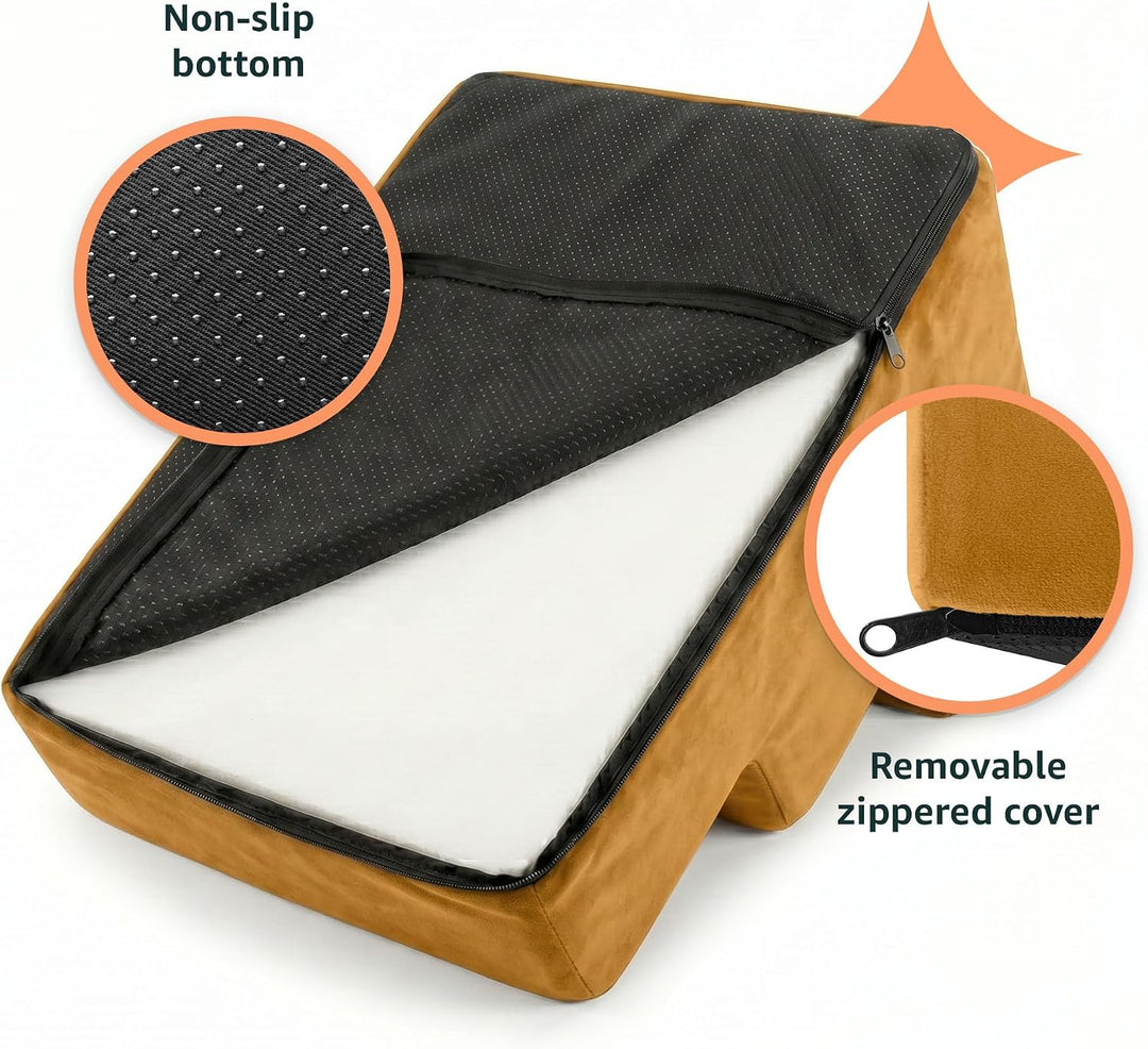 murando Hundetreppe für Kleine Hunde 3 Stufen 30 cm, Samt - Gelb | Haustiertreppe für Bett, Sofa, Be