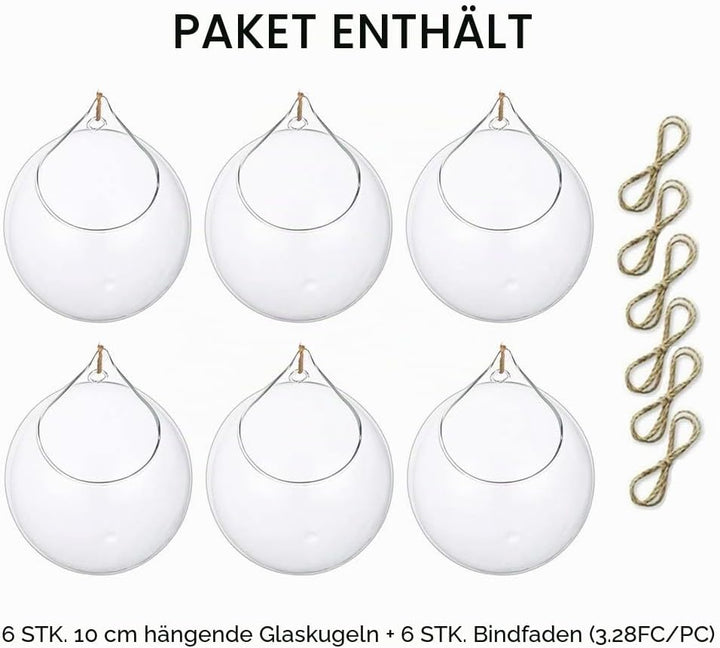 Hängende Glaskugel Vase Glaskugel 6 Pcs Grosse Öffnung Sukkulenten Aufhängen Terrarium Glas Flower A