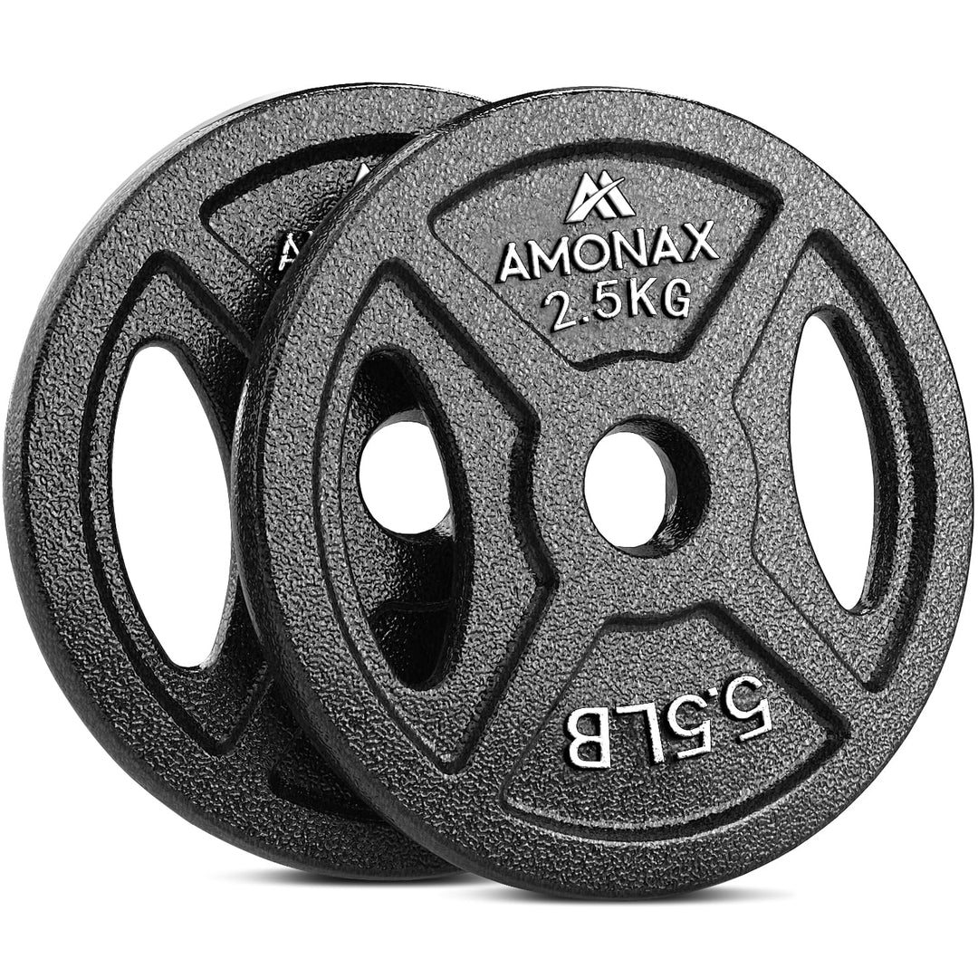 Amonax AMONAX Gusseisen Hantelscheiben Set, 2,5kg, 5kg, 10kg Hantel Set für 25mm &amp; 50mm Olympia Gewi