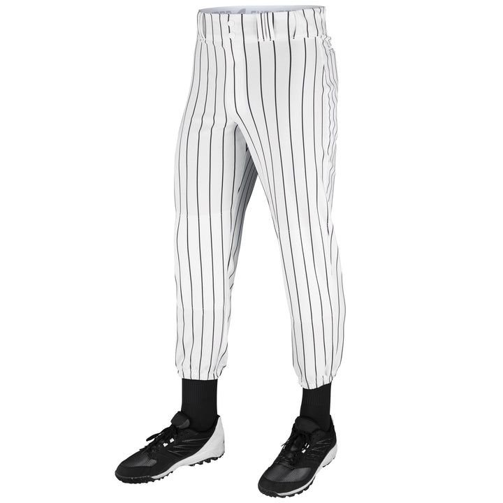 Champro Herren Gerade Triple Crown Nadelstreifen-Polyester-Baseballhose L Weisse, Schwarze Ansteckna