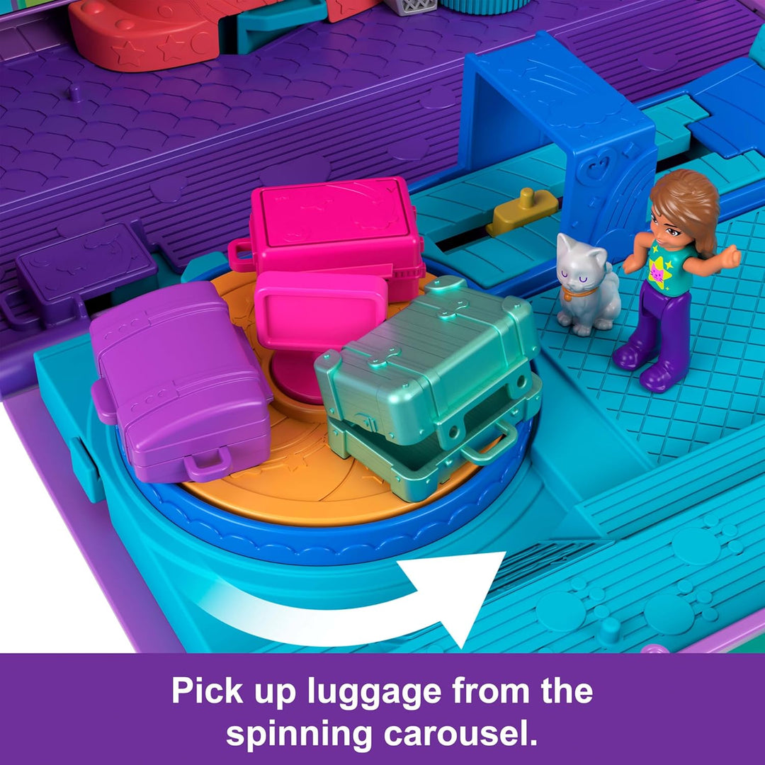 Polly Pocket Puppen und Spielset, Kitty Airways Flugzeug, Reisespielzeug mit 2 kleinen Puppen und Ti