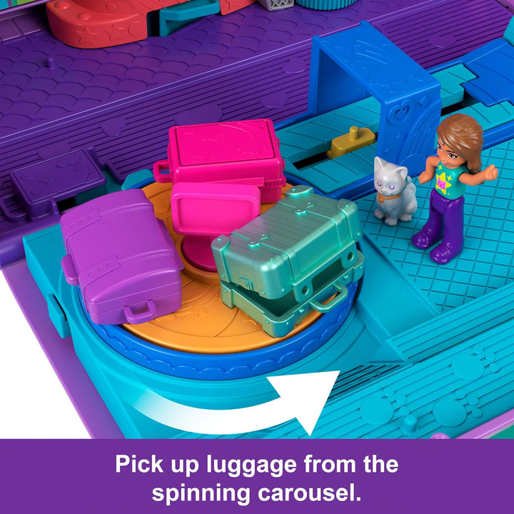 Polly Pocket Puppen und Spielset, Kitty Airways Flugzeug, Reisespielzeug mit 2 kleinen Puppen und Ti