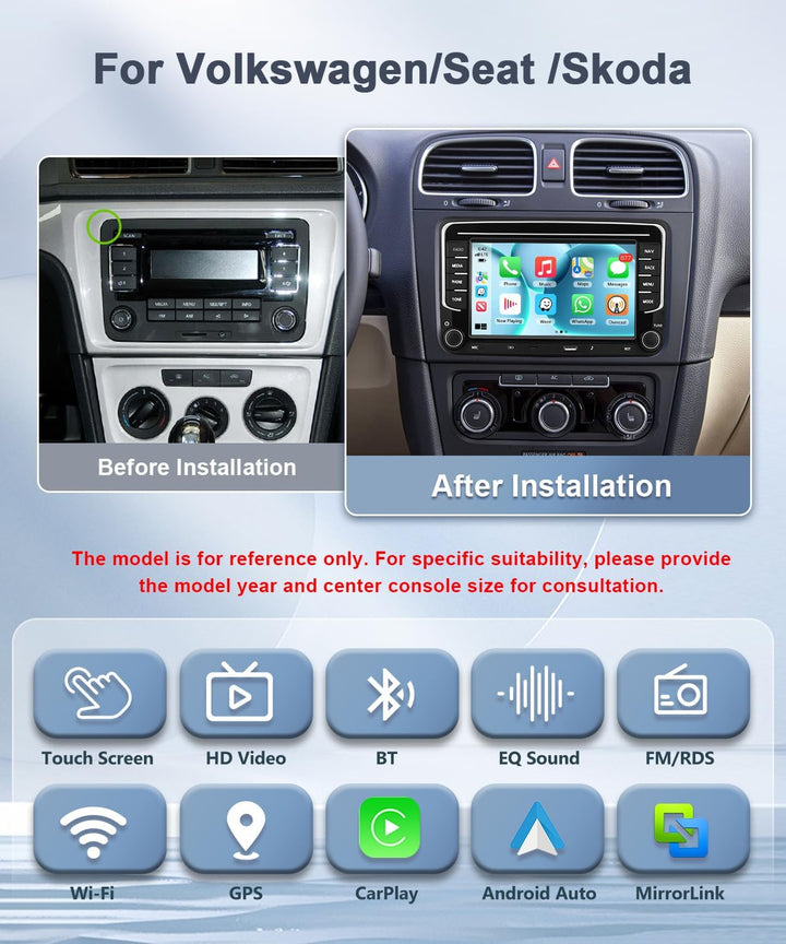 4GB+64GB Carplay Autoradio für VW Passat B6 T5 Golf 5 6 Polo 6R Tiguan T5 Jetta Seat Skoda mit Andro