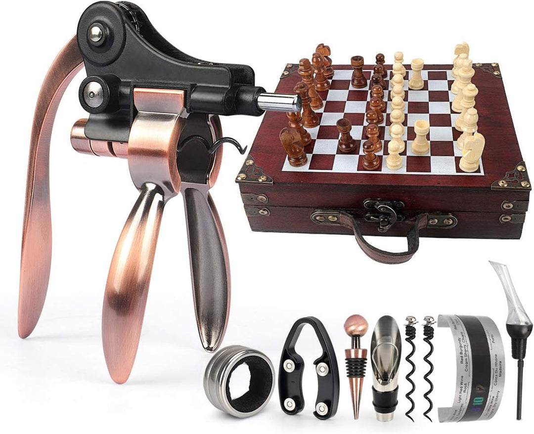 ZBPASL Korkenzieher Set in Holzkiste Geschenk,Luxus Weinöffner,Wein Sommelier Sets mit Flaschenöffne