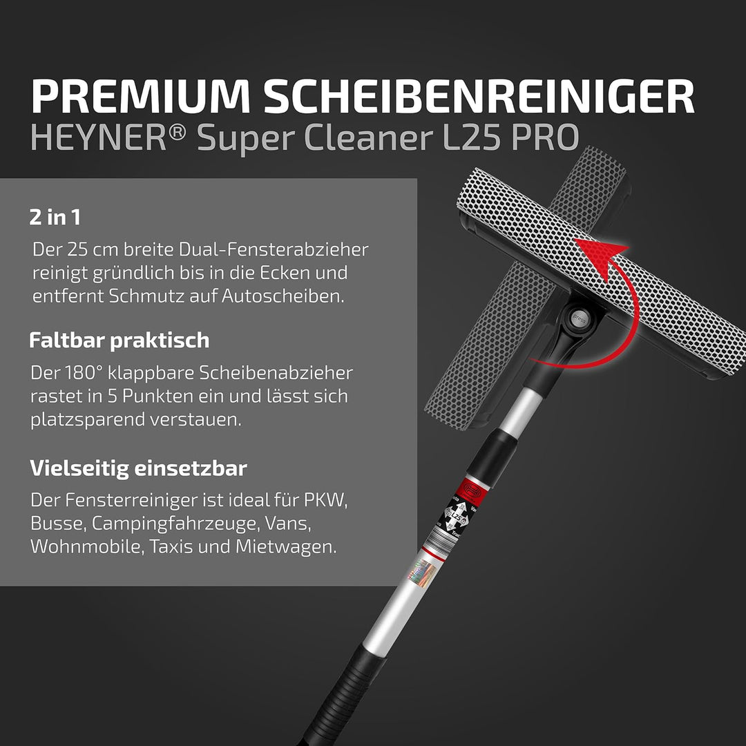 HEYNER® Scheibenreiniger mit Teleskopgriff I klappbar 50-80cm lang I Fensterwischer für Auto, Wohnmo