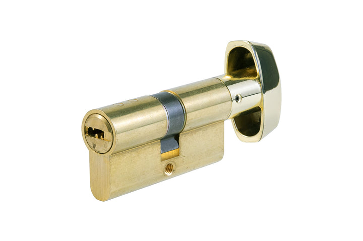 Tesa Assa Abloy T85B3030L Cilindro perfil Euro botón de 30Bx30, leva R15, acabado latón. 5 llaves. T