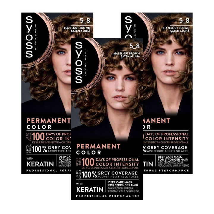 Syoss Haarfarbe, 5-8 Haselnuss, 3er Pack (3 x 115 ml) Braun 1 stück (3er Pack), Braun 1 stück (3er P