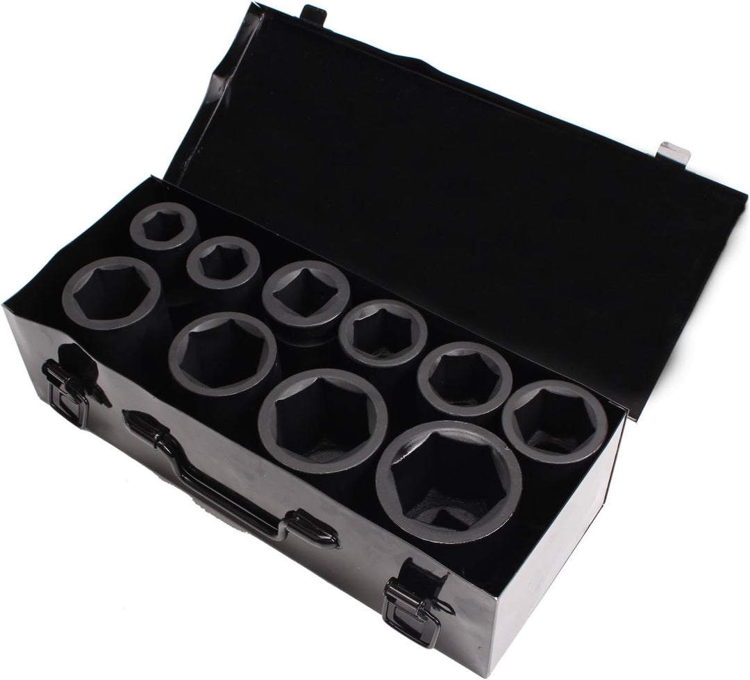 CCLIFE 10tlg 1 zoll Kraft Schlagschrauber Nüsse Sechskant Nuss Schlagnuss Steckschlüssel 22-50MM, 1