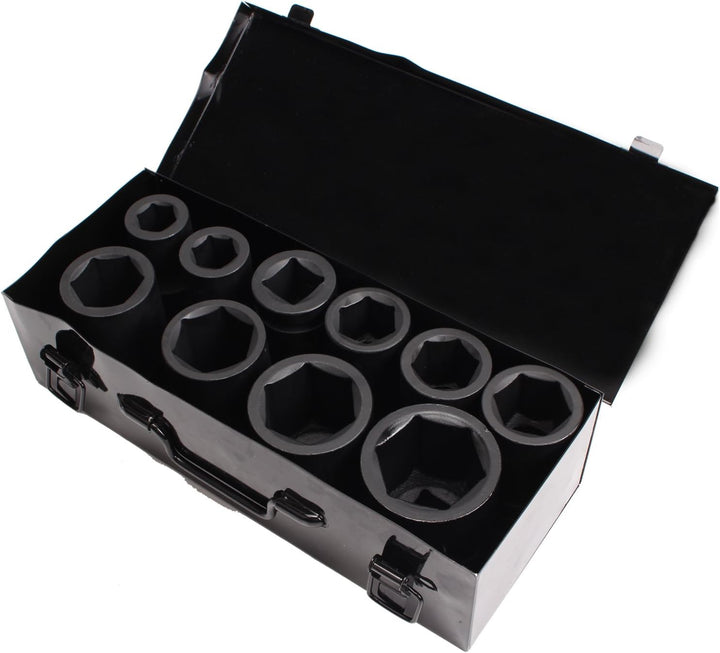 CCLIFE 10tlg 1 zoll Kraft Schlagschrauber Nüsse Sechskant Nuss Schlagnuss Steckschlüssel 22-50MM, 1