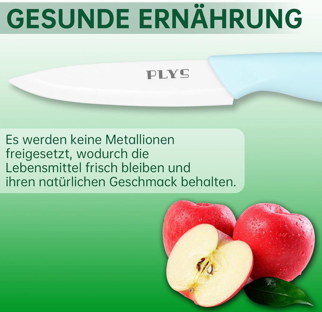 Plys Keramikmesser Set Keramik Messer Küche: Scharf 2er Pack Messerset 15.5cm Kochemesser, 10.7cm Ob