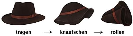 Breiter Rollbarer Outdoor Filzhut Trekkinghut 100% Wolle Hut Wasserabweisend Faltbar Ledergarnitur H