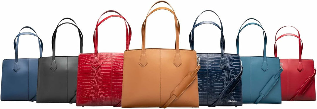 Su.B 14 Zoll Laptoptasche für Damen - Leichte Echtleder Arbeitstasche mit Innentasche - Schultertasc