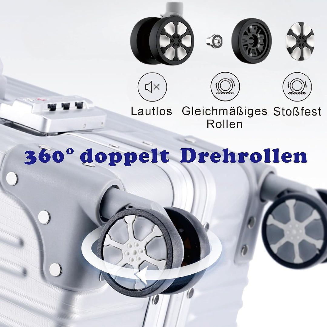 Aluminiumrahmen Koffer L (69cm) – Robuster 100% PC Hartschalen-Trolley, 60L Mittlerer Reisekoffer fü