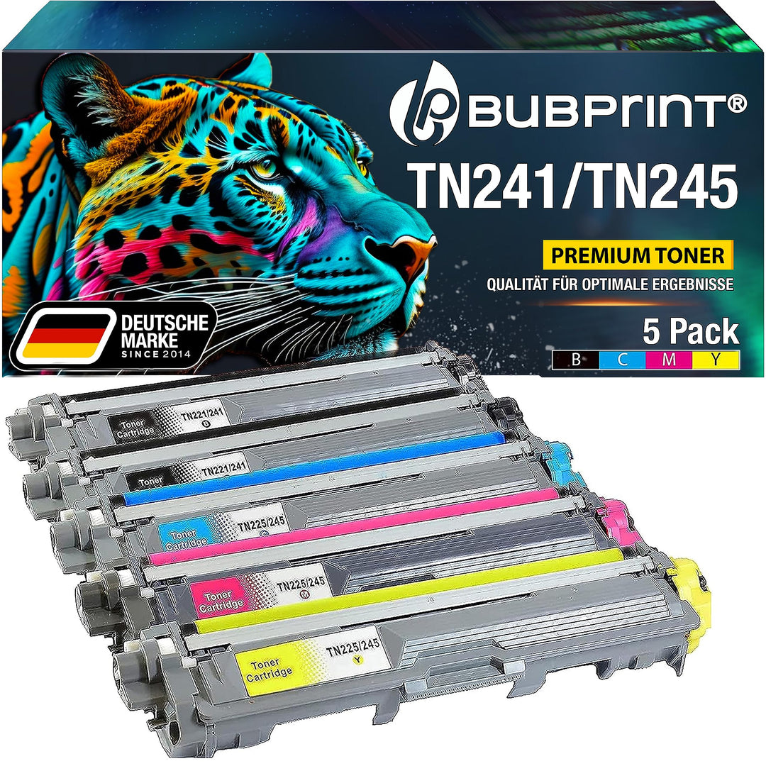 5er-Pack Bubprint Kompatibel Toner als Ersatz für Brother TN-241 TN-245 für MFC-9332CDW DCP-9022CDW