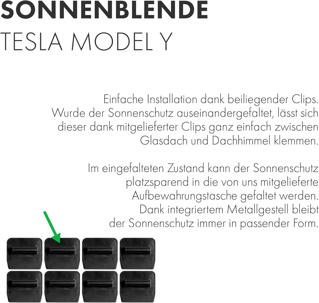 Shop4EV Sonnenschutz kompatibel mit Tesla Model Y Sonnenblende für das Glasdach Blendschutz Zweiteil
