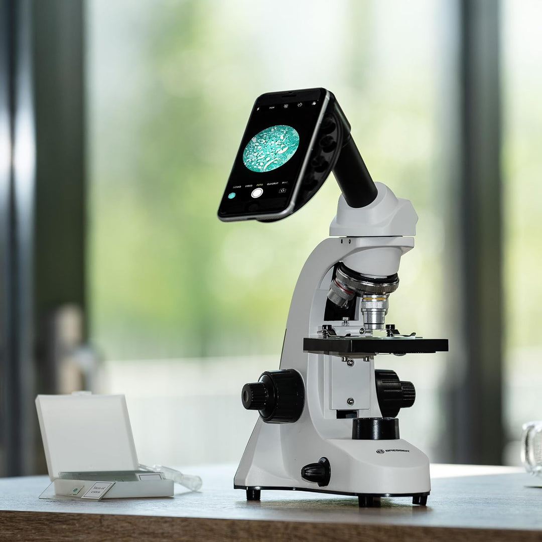Bresser Biorit SE 1600x Mikroskop – Studienmikroskop mit dimmbarer LED-Beleuchtung, 40x–1600x Vergrö