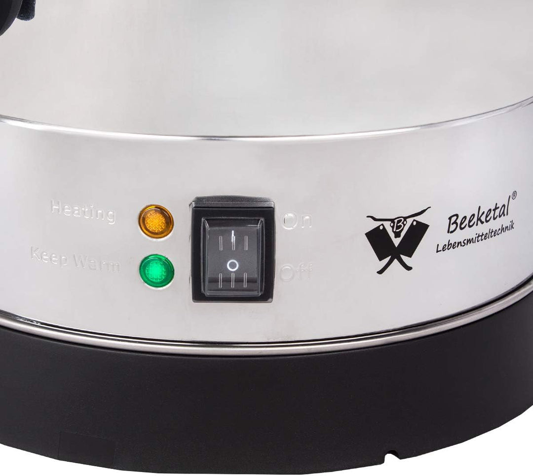 Beeketal 'BGWK10' Gastro Glühweinkocher 10 Liter Volumen mit Füllstandskala, Anit-Tropf Zapfhahn und
