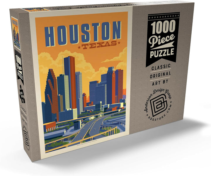 Houston, Texas: Skyline, Vintage Poster - Premium 1000 Teile Puzzle - MyPuzzle Sonderkollektion von