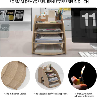 PUNCIA Dokumentenablage A4 Briefablage Ablagefächer Holz Schreibtisch Datei Organizer Papierablage A