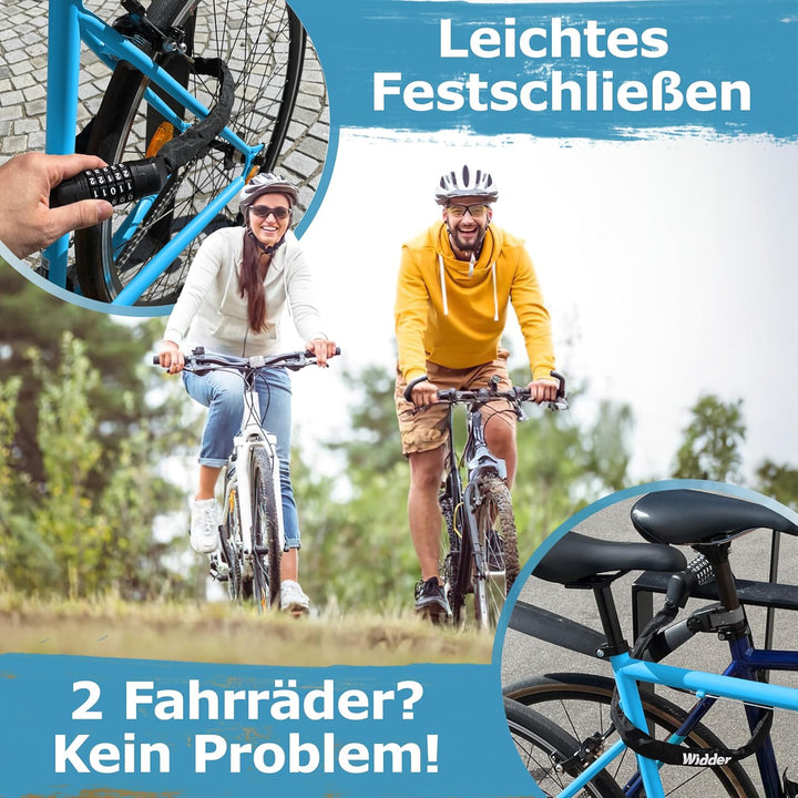 WIDDER Fahrradschloss mit Zahlencode [extra-grosse Zahlenräder, 5 Zahlen] - Nur 850g Zahlenschloss -
