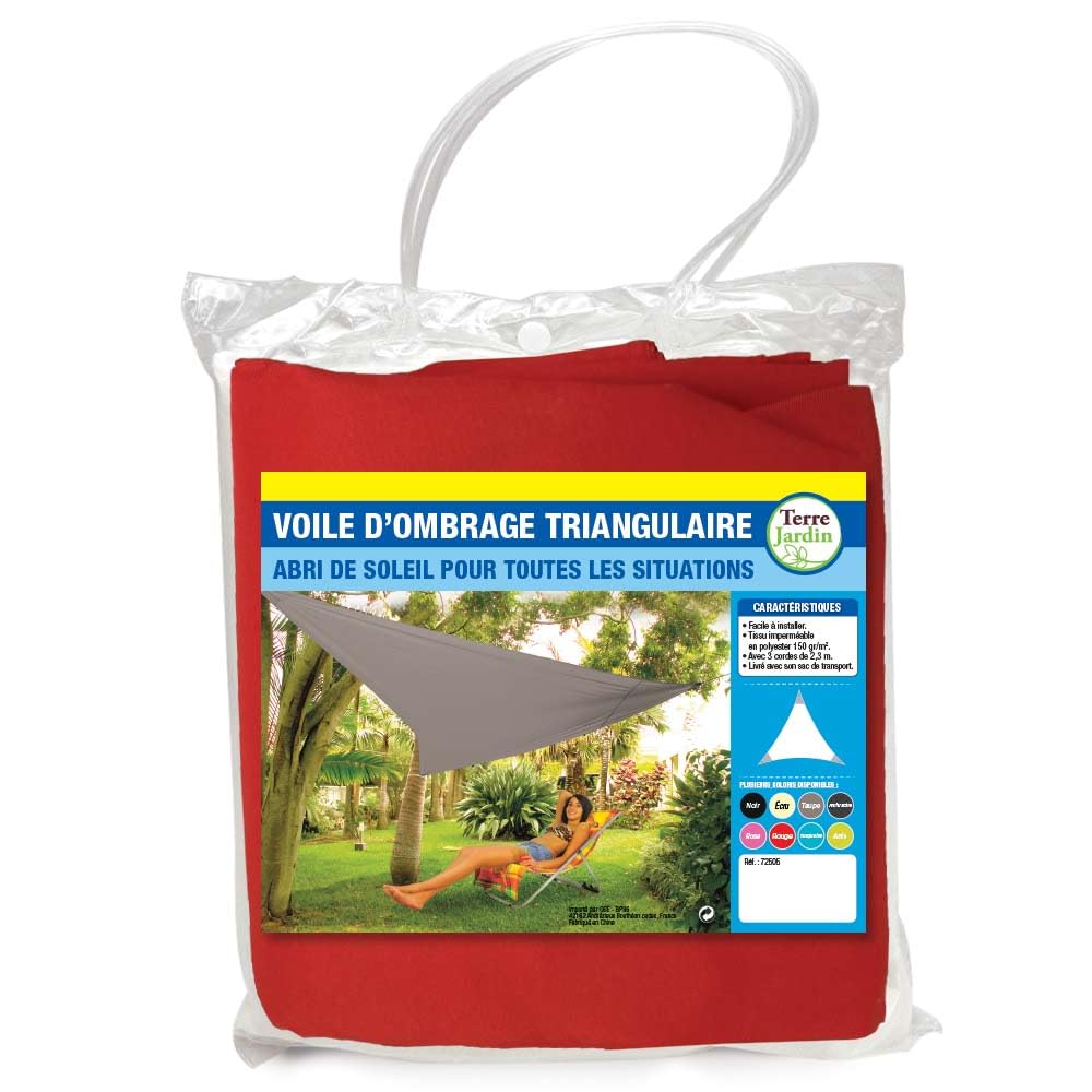 TERRE JARDIN Sonnensegel, dreieckig, Rot, 5 m 5 m Rot