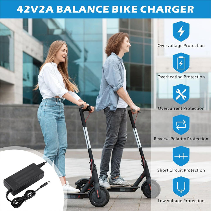 JIZZU Ladegeräte Für Scooter, E Scooter Ladegerät, 36 Volt 42V 2A AC Netzteil Fahrrad, Hoverboard La