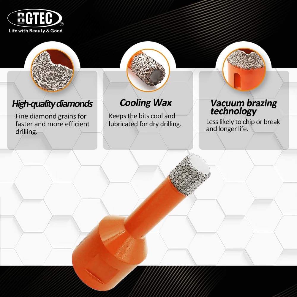 BGTEC Diamant Fliesenbohrer - 2 stücke 6MM Diamantbohrer Lochsäge mit M14 Gewinde für Fliesen Porzel