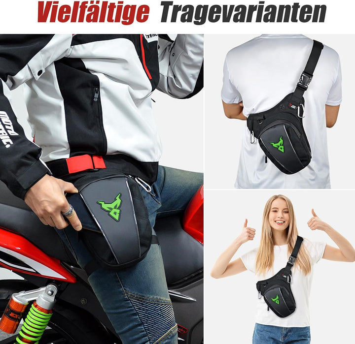 MIGHTYDUTY Motorrad Beintasche Herren Erweiterbar Oberschenkeltasche Hüfttaschen schwarz Gürteltasch