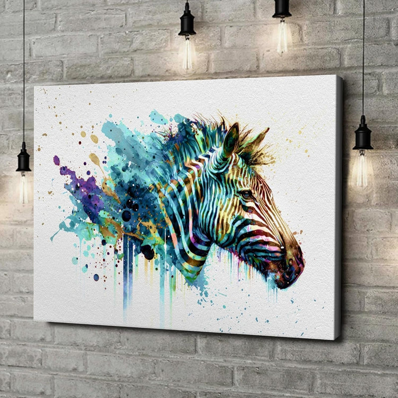 Zebra Bild Aquarell | Pop Art Bilder | Bild Zebra modern | Bild Leinwand XXL | Zebrabilder Modern |