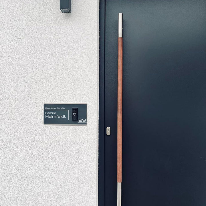 Edles Klingelschild für alle gängigen Funkklingeln - aus Edelstahl und Acrylglas | kompatibel mit al