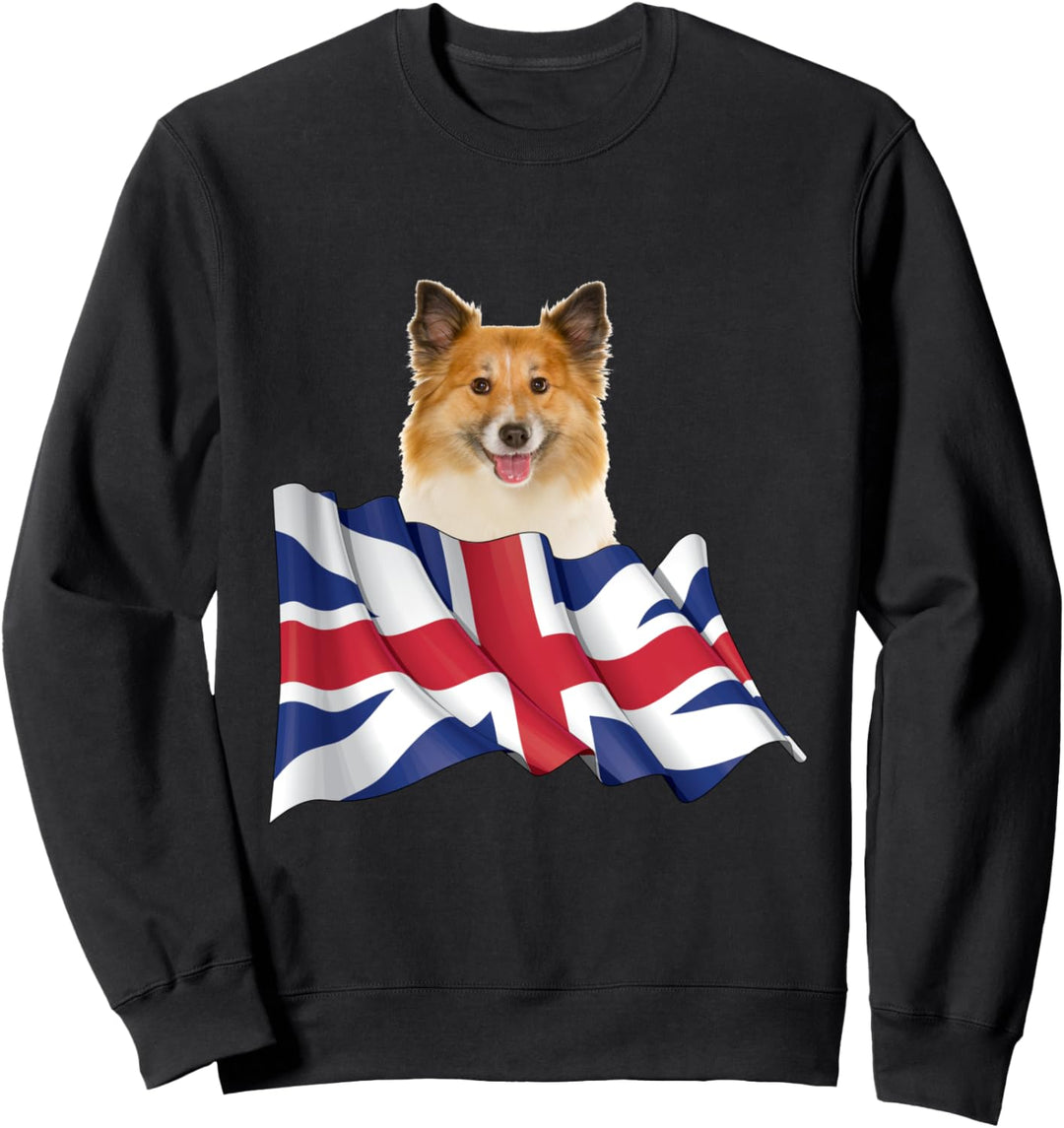 Union Jack Flag Dog Icelandic Sheepdog Sweatshirt