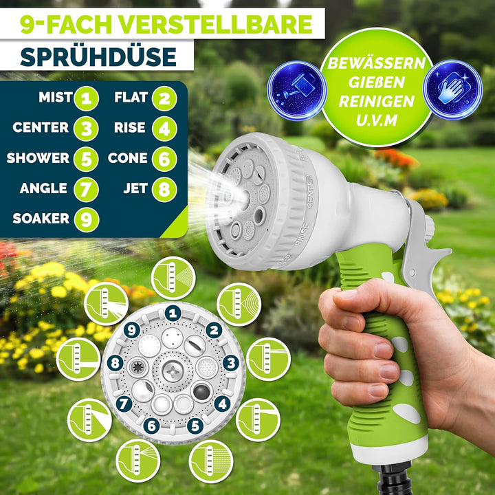 tillvex Schlauchtrommel Wasser mit Wandhalterung + Tragegriff | Schlauchaufroller mit Handbrause und