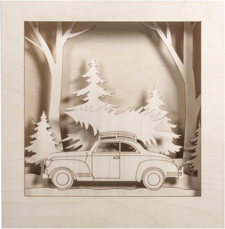 Rayher 46307000 Holzbausatz 3D-Motivrahmen, Auto, FSC100%, Auto